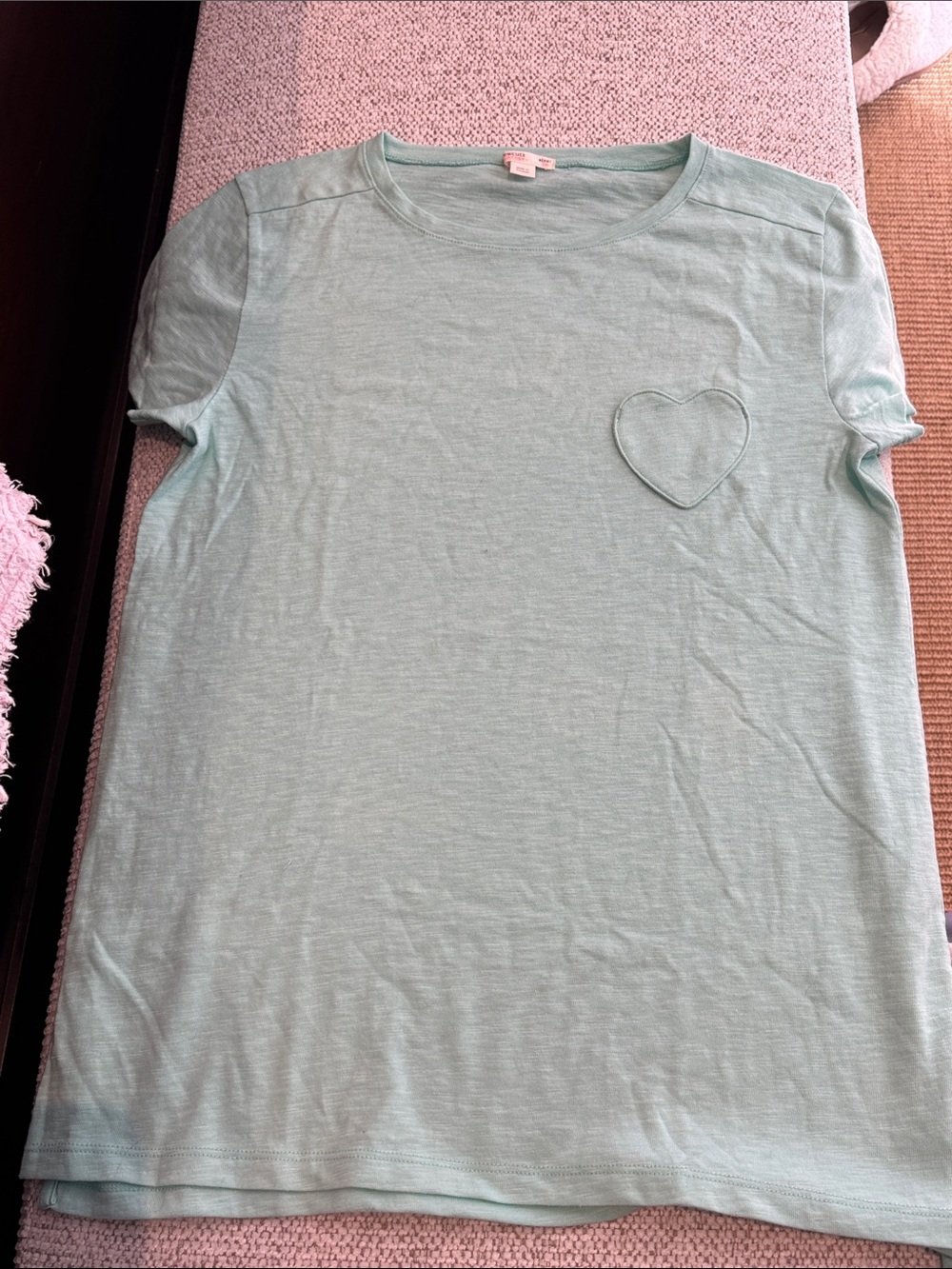New J.Crew Crewcuts Mint Green Short Sleeve Tee with Heart Patch